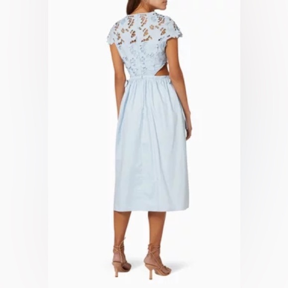 SELF-PORTRAIT Short Sleeve Midi Dress in Guipure Lace Size 6 - Picture 6 of 9